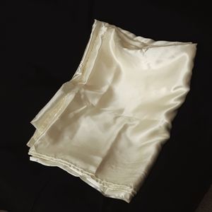 Ivory satin tablecloths,  90" x 128", set of 2